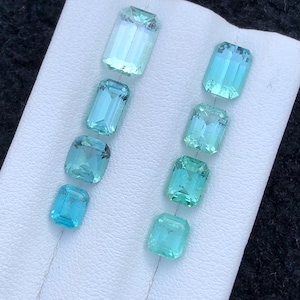 Lote de 8 quilates de turmalinas facetadas de color azul hielo natural // src; Afganistán.