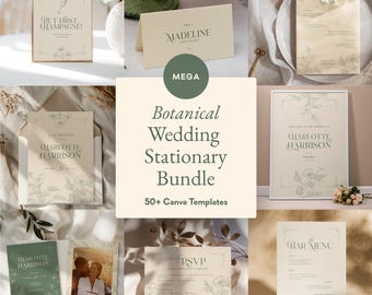 Botanical Wedding Sign Mega Template Bundle: Sage Greenery, Editable Canva Design (Digital Download)
