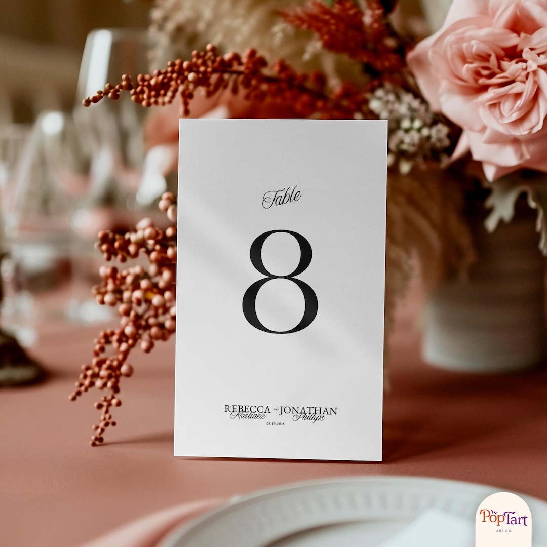 Elegant Wedding Table Number Template, Printable, Calligraphy ...