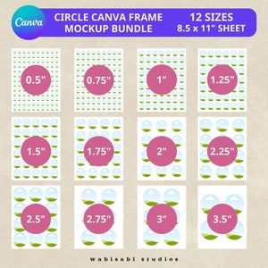 Circle Canva Frame Template Bundle, Printable Template, Print and Cut, Easy Drag and Drop, Editable Template, Blank Circle Label Template