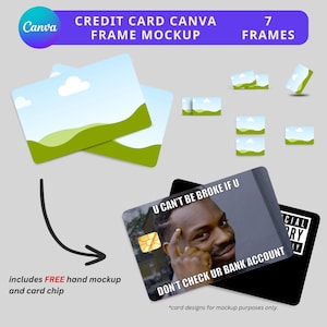 Cadre Canva pour carte de crédit, maquettes de carte de crédit, maquette de produit, modèle de carte de débit, habillage de carte de crédit, glisser-déposer facile, modèle modifiable