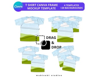 Tshirt Canva Frame, white shirt Mock ups, Product Mockup, Easy Drag and Drop, Full Editable Template, Realistic T-shirt sublimation design
