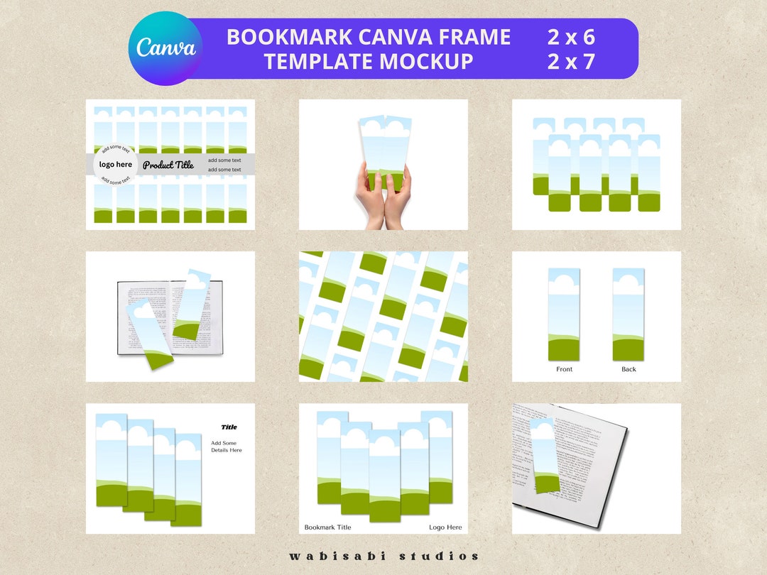 Bookmark Canva Frame, Printable Bookmark Mock Ups, Product Mockup ...