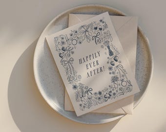 Wedding Doodles Happily Ever After Card with Blank Inside