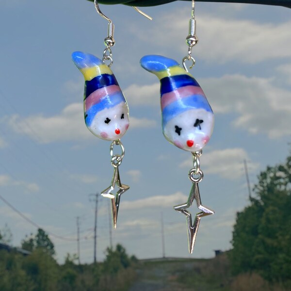 Boucles d'oreilles clown étoile en céramique