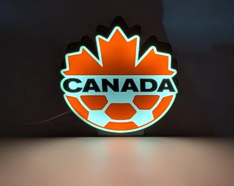 Canada Soccer Fan Inspired LED Light Box | 3D Printed LED Night Light | Soccer Decor | USB Powered Gift for Canadian Football Fans