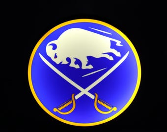 Blue Gold Sabres Hockey LED Light Box | Sports Fan Decor, Game Room Night Light