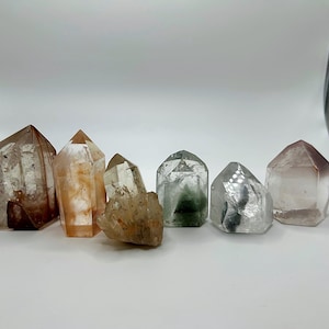 Set of 6 High Quality Rare Rainbow Quartz Crystals ROYGBIV