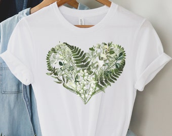Fern Botanical Shirt, Fern Cottagecore Aesthetic T-Shirt, Trendy Botanical Women's Clothing, Vintage Fern Tee, Nature Lover Gift