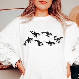 Orca Whale Pod Sweatshirt, Orca Family Group Sweater, Orca Wildlife Ocean Shirt, Orca Whale Sweater, Orca Lover Nature Lover Gift