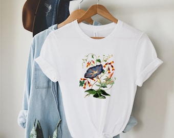 Morning Glory Flower Shirt, Botanical Cottagecore Morning Glory Vintage Flower Tee, Morning Glory September Birth Month Flower Tee