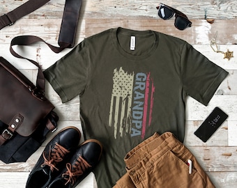 Grandpa Shirt, USA Grandpa T-Shirt, Pop Pop Gift, Fathers Day Gift, Grandpa Patriotic Shirts, Cool Dad Grandpa Papa T-Shirt