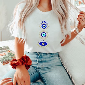 Evil Eye Shirt, Lucky Evil Eye Women&#39;s Clothing, Trendy All Seeing Eye Shirt, Protect Your Energy Evil Eye Shirt, Gift for Mom