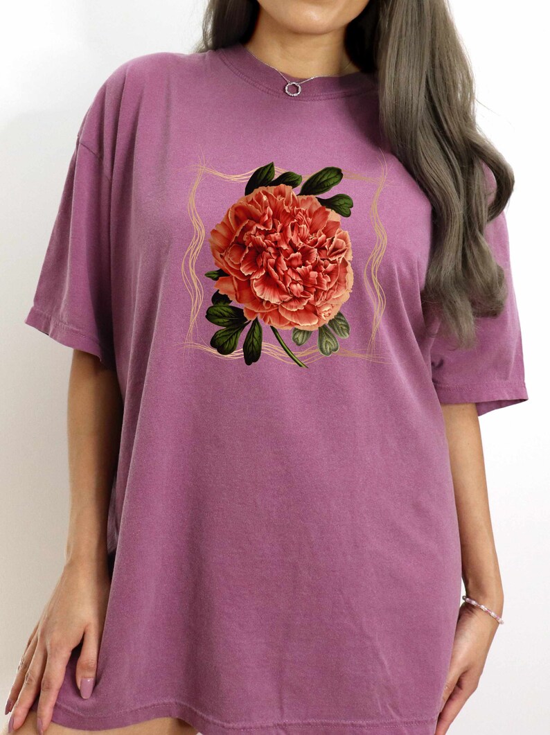 Comfort Colors Peony Flower Shirt, Botanical Cottagecore Aesthetic Tee