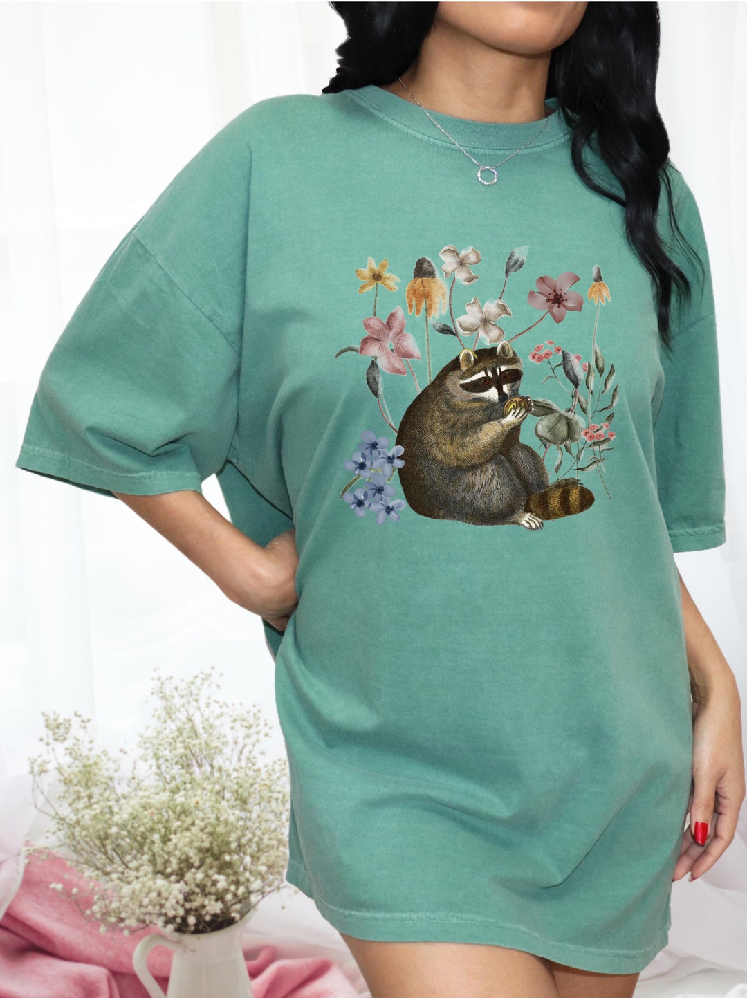 Raccoon Botanical Shirt Cottagecore Shirt Indie Tee Indie - Etsy