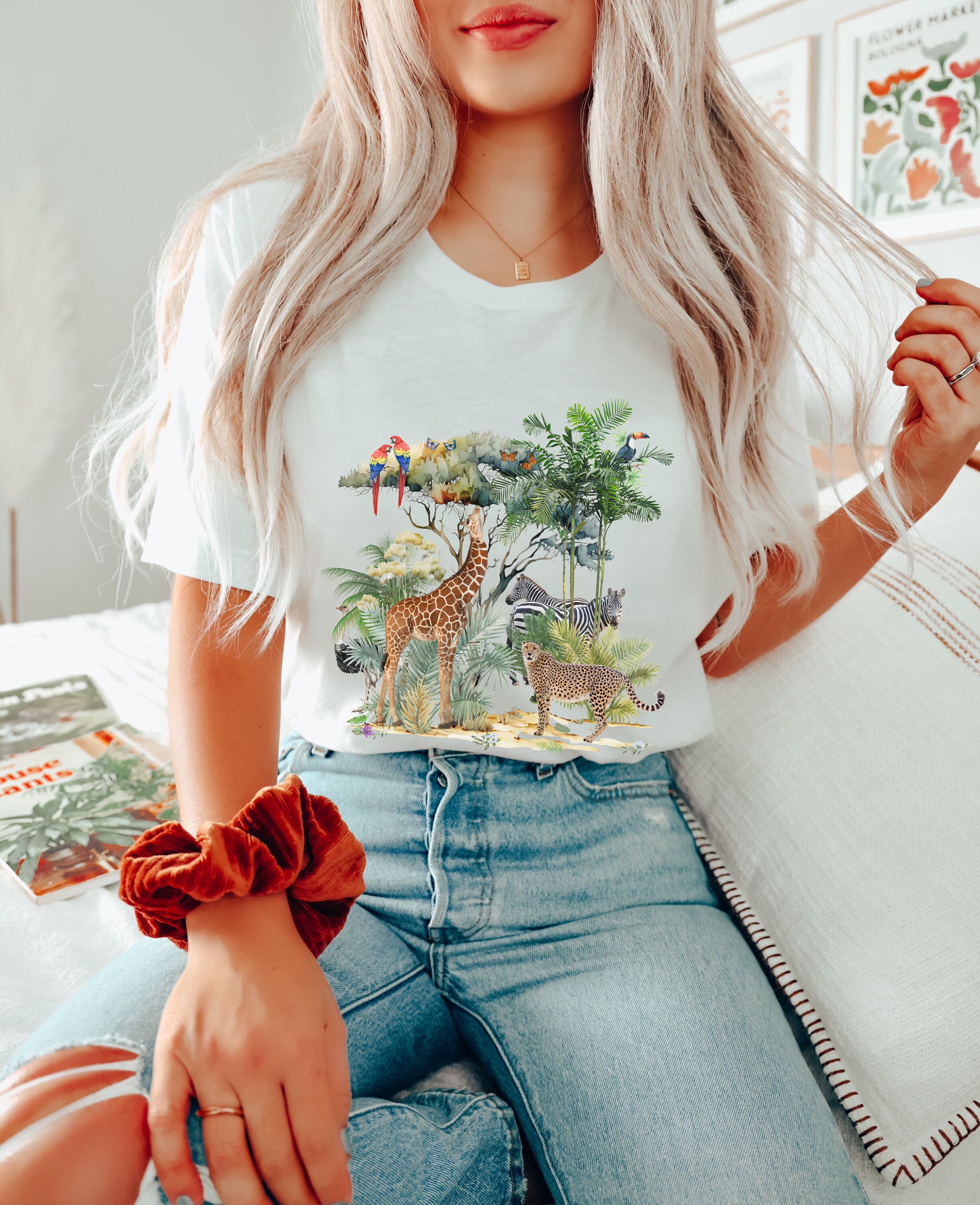 Safari Sketch Organic Cotton Collarless Shirt