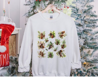 Pinecone Pine Tree Sweatshirt, Botanical Cottagecore Pine Tree Sweater, Pine Tree Shirt, Gift for Nature Lover, Hiker, Adventurer
