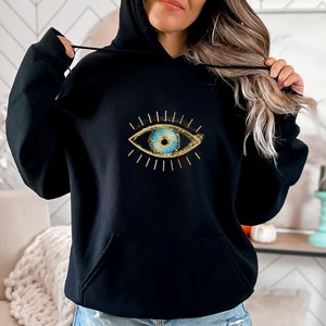 Evil Eye Lucky Evil Eye Hoodie, Trendy Clothing All Seeing Eye Sweater, Evil Eye Good Vibes Only Unisex Hoodie, Protect Your Energy Gift