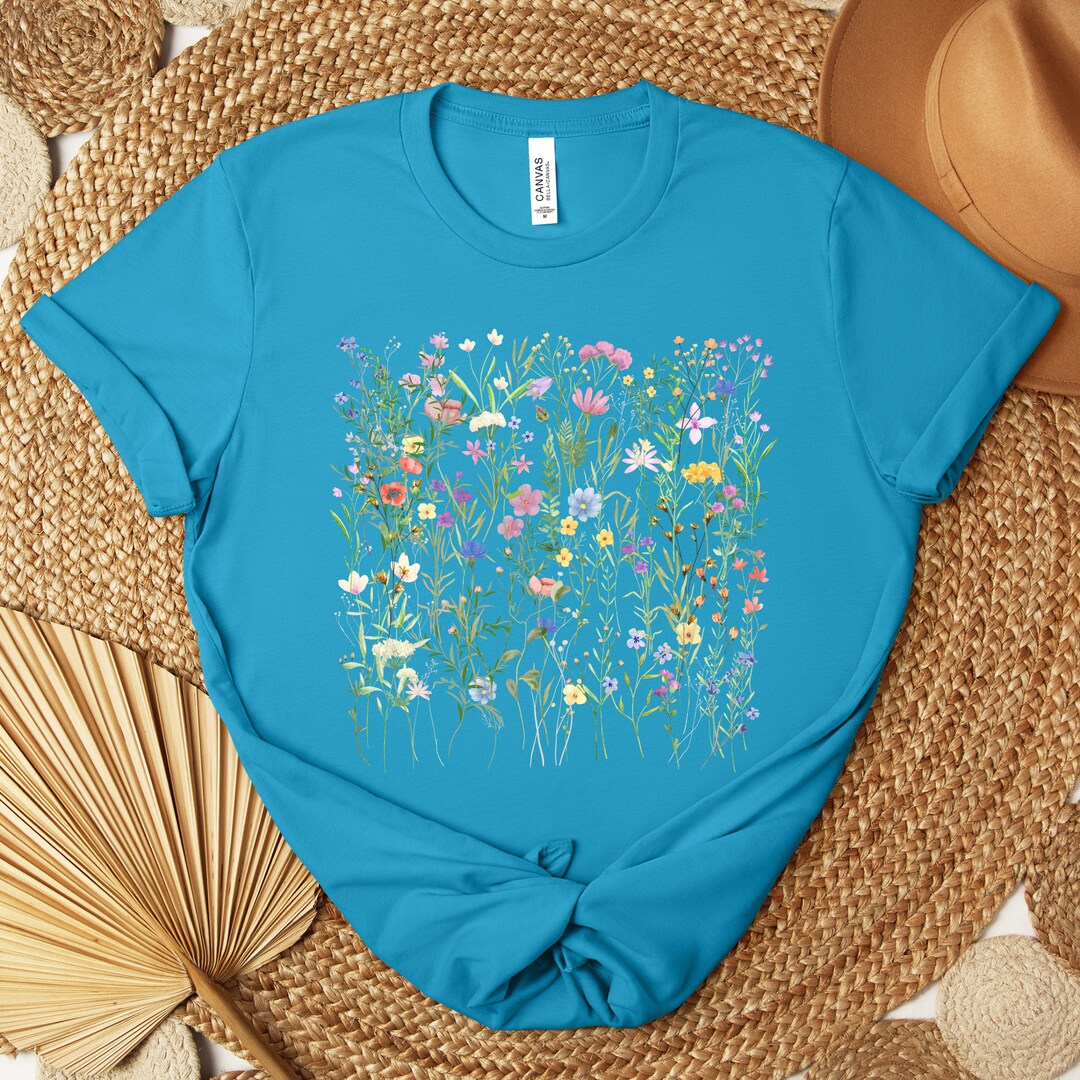 Pressed Flowers Shirt, Wildflowers Cottagecore Tee, Pastel Floral ...