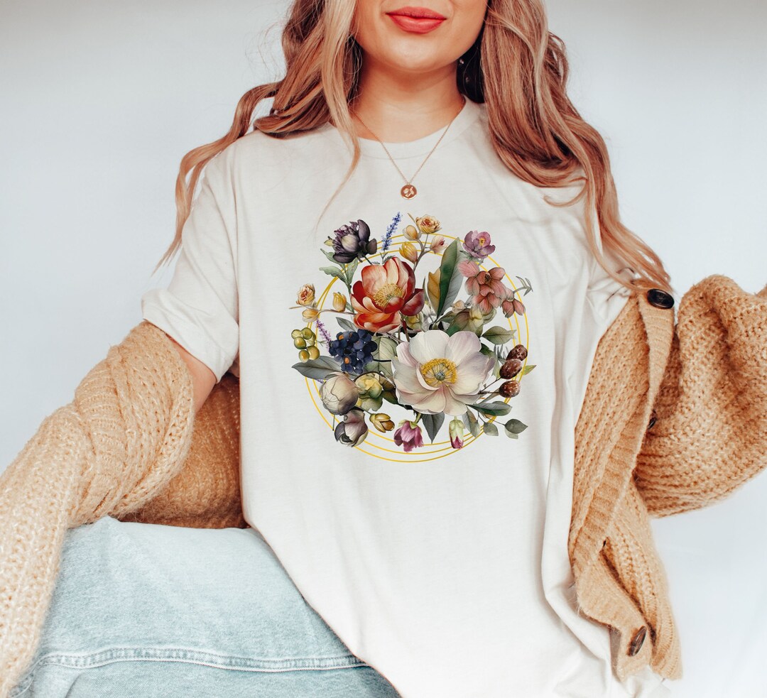 Flower Shirt Pressed Flower Shirt Wildflower Tshirt Floral Etsy