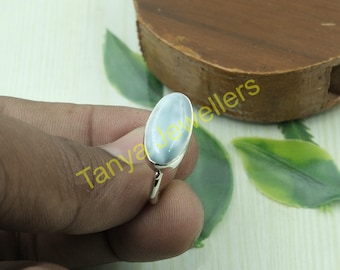 Anel de Larimar Azul Natural, Anel em Prata de Lei 925, Anel Boho Feito à Mão, Anel de Compromisso, Anel de Larimar Azul, Joia de Larimar para Presente - Presente Ideal para Mulheres