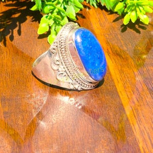 Handmade Lapis Lazuli Ring Pure 925 Sterling Silver Ring Deep Blue Gemstone Jewelry Handmade Gemstone Jewelry |Boho Statement Ring for women