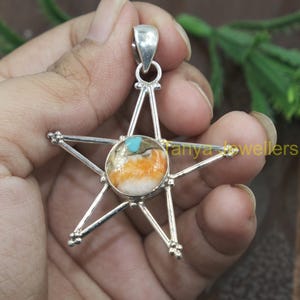 Oyster Turquoise Pendant 925 Sterling Silver Pendant Necklace for Women Star Pendant Turquoise Christmas Birthday Gift Jewelry for Women