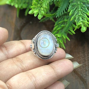 Rainbow Moonstone Pure 925 Sterling Silver Handmade Design Statement Ring Promise Ring Wedding Ring Valentines Day Birthday Gift For Women