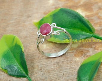 Pink Ruby Gemstone Ring 925 Sterling Silver Ring, Pink Stone Ring for woman Handmade Wedding Ring, Christmas Birthday Gift Jewelry for Women