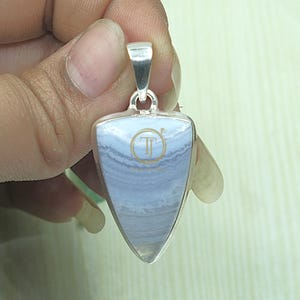 Natural Blue Lace Agate Pendant, Blue Lace Agate Gemstone Pendant, Healing Pendant , 925 Sterling Silver Pendant Large Stone Pendant Jewelry