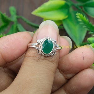 Green Emerald Ring, 925 Sterling Silver Ring, Green Stone Ring, Emerald Jewelry, Handmade Design Ring, Christmas Gift Jewelry for Women