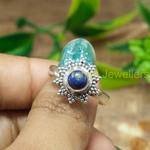 Natural Lapis Lazuli Ring 925 Sterling Silver Ring Statement Ring Promise Ring Lapis Lazuli Jewelry Christmas Birthday Gift Jewelry