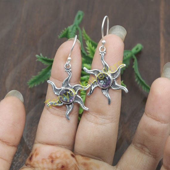 Boucles D'oreilles Clous étoile Tisoro – Argent Sterling 925, Topaze Mystique, Zircone