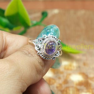 Amethyst Ring, Purple Stone Ring, 925 Sterling Silver Ring, Handmade Wedding Engagement Rings for Women, Amethyst Jewelry for Christmas Gift