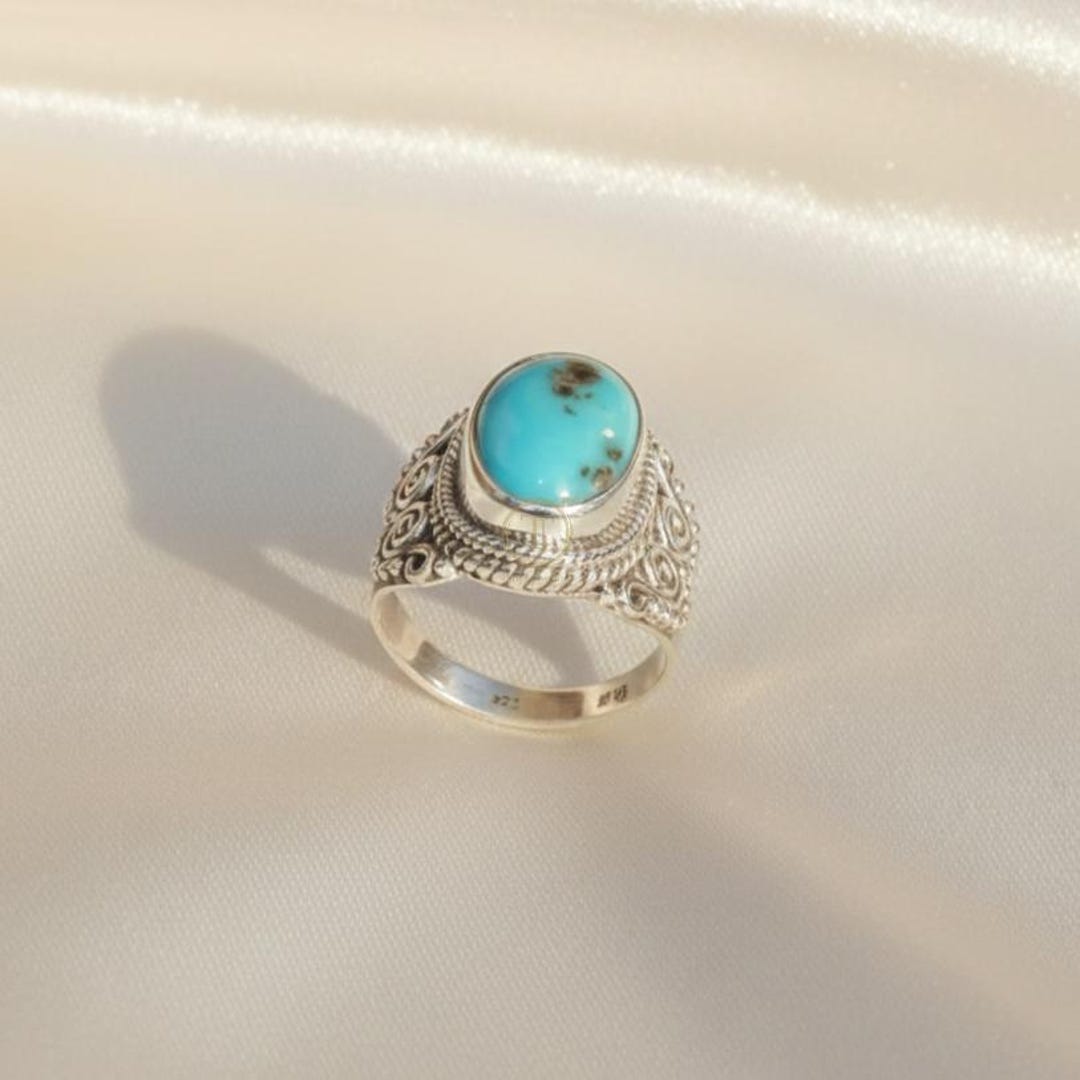 Kingman Blue Mohave Turquoise Ring 925 Sterling Silver Handmade Ring ...