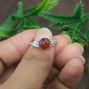 Natural Red Carnelian Gemstone Ring, Pure 925 Sterling Silver Ring, Minimalist Ring, Handmade Ring, Carnelian Engagement Ring, Birthday Gift