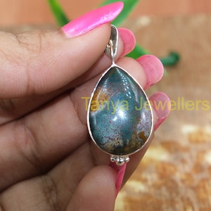 Bloodstone Pendant 925 Sterling Silver Pendant Statement Pendant Large Gemstone Pendant Necklace Bloodstone Jewelry Christmas Gift for Her