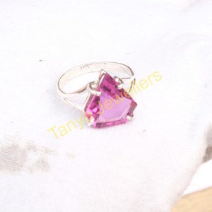 Pink Topaz Ring 925 Sterling Silver Ring Handmade Ring Promise Ring For Women Pink Stone Ring Stacking Ring Birthday Gift Jewelry For Her