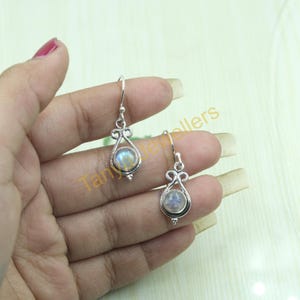 Blue Moonstone 925 Sterling Silver Handmade Dangle Earrings Moonstone Jewelry For Women Blue Stone Earring Christmas Gift Jewelry For Her