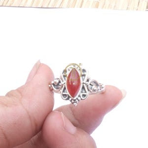 Natural Red Carnelian Gemstone Ring, 925 Sterling Silver Ring, Handmade Ring, Promise Ring, Carnelian Engagement Ring, Gift for Wife Mom