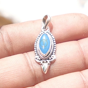 Blue Chalcedony Pendant Blue Stone Pendant Gemstone Pendant 925 Sterling Silver Pendant  Chalcedony Jewelry Birthday Gift Jewelry for Women