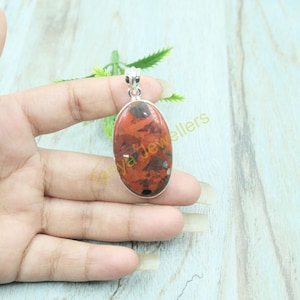 Mahogany Obsidian Stone Pendant Necklace 925 Sterling Silver Pendant Handmade Statement Pendant Christmas Anniversary Gift Jewelry For Women