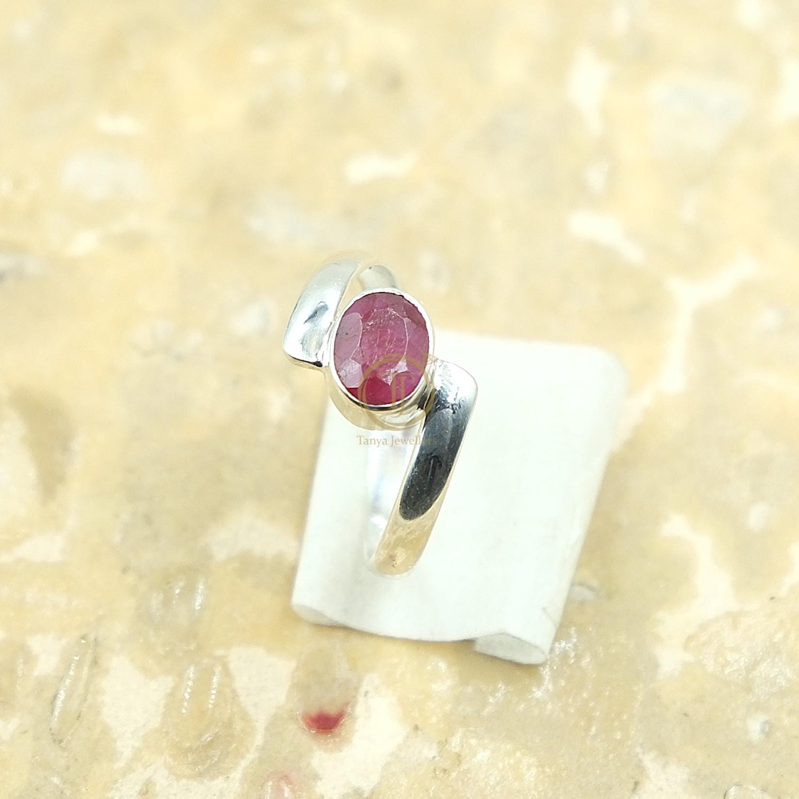 ピンクルビー宝石リング 925スターリングシルバーリング ピンク