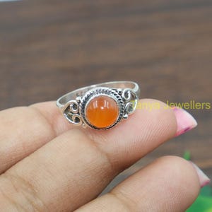 Natural Red Carnelian Gemstone Ring Red Stone Ring 925 Sterling Silver Ring for woman Handmade Wedding Engagement Ring Gift for Wife