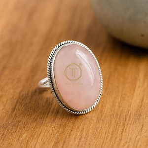 Large Pink Opal Ring Pink Stone Ring Solid 925 Sterling Silver Ring Rose Gold Yellow Gold Plated Ring Boho Ring Stacking Ring Opal Jewelry