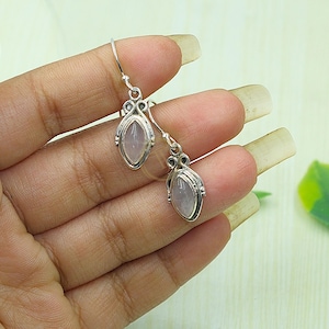 Pink Rose Quartz Earrings Pink Stone Earrings 925 Sterling Silver Earrings Handmade Drop Dangle Dangling Earrings Gift Jewelry For Women