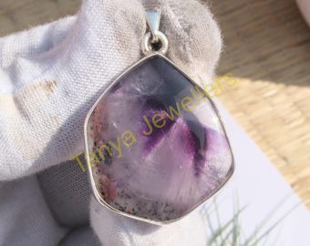 Trapiche Amethyst Edelstein Anhänger Rein 925 Sterling Silber Anhänger Lila Stein Anhänger Statement Anhänger für Frauen Geschenk Schmuck für sie