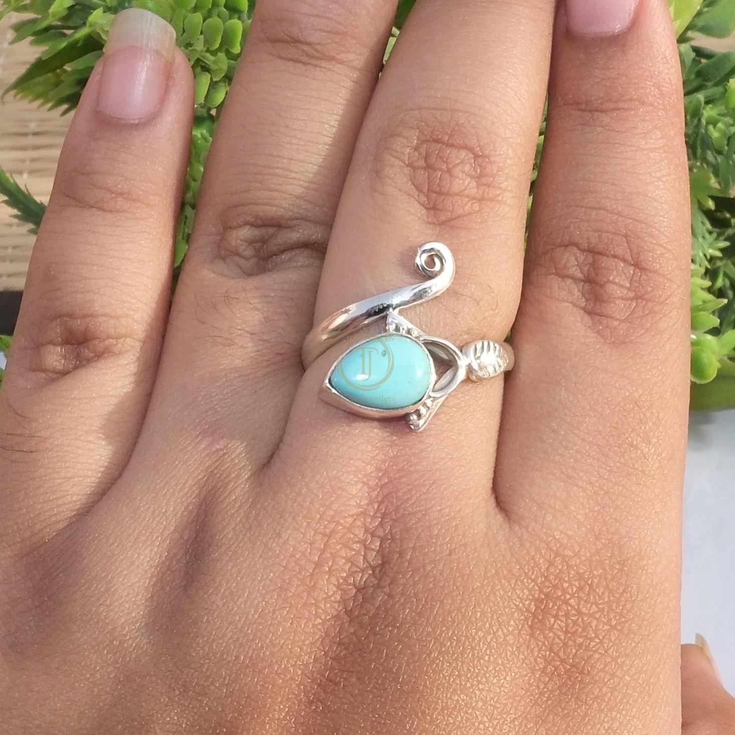 Arizona Turquoise 925 Sterling Silver Handmade Boho Stacking