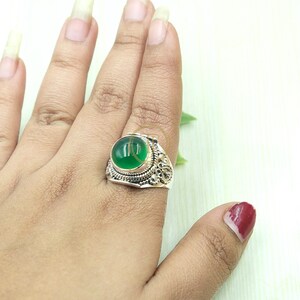 Green Onyx Ring 925 Sterling Silver Ring Handmade Ring Statement Ring Gemstone Ring Green Stone Ring Silver Design Ring Onyx Gift Jewelry