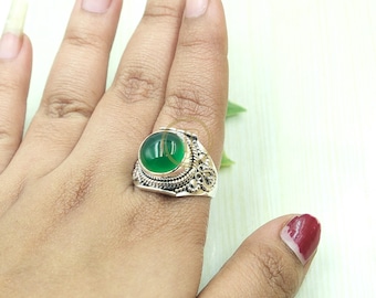 Green Onyx Ring 925 Sterling Silver Ring Handmade Ring Statement Ring Gemstone Ring Green Stone Ring Silver Design Ring Onyx Gift Jewelry